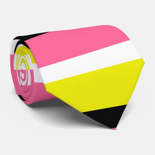 Geel roze strepen patroon stropdas (Opgerold)