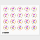 Geel Roze Sweet Shop Verjaardagsgunst Ronde Sticker (Vel)