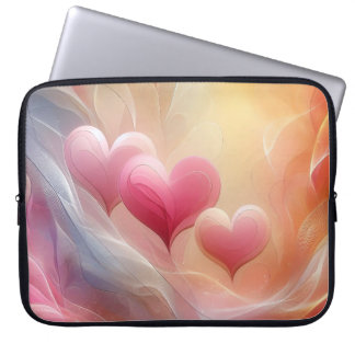GEEL & ROZE SWIRLY VALENTIJN LIEFDE HARTEN LAPTOP SLEEVE
