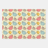 Geel roze theepot en bekerpatroon inpakpapier vel (Voorkant)