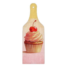 Geel Roze Vintage Kers Cupcake  Snijplank