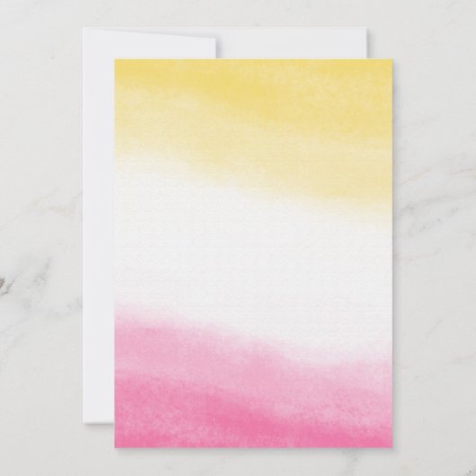 Geel & Roze Waterverf Elegante Bruiloft Kaart (Achterkant)
