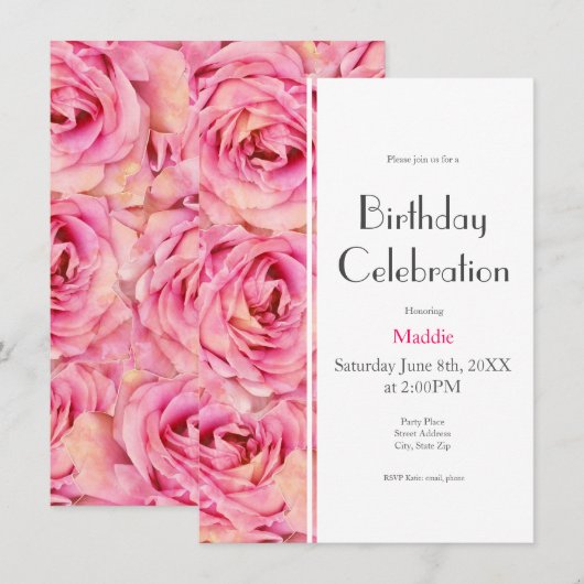 Geel Roze Waterverf Rozen Abstract Patroon Kaart (Voorkant / Achterkant)