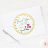 Geel Roze Whimsical Dank Je Bruidsbruiloft Ronde Sticker (Envelop)