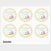 Geel Roze Whimsical Dank Je Bruidsbruiloft Ronde Sticker (Vel)