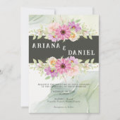 Geel Roze Zonnebloem Wildflower Garden Weddenschap Kaart (Voorkant)