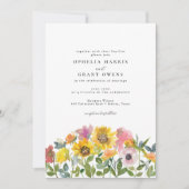 Geel Roze Zonnebloem Wildflower Garden Weddenschap Kaart (Voorkant)