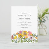 Geel Roze Zonnebloem Wildflower Garden Weddenschap Kaart (Staand voorkant)
