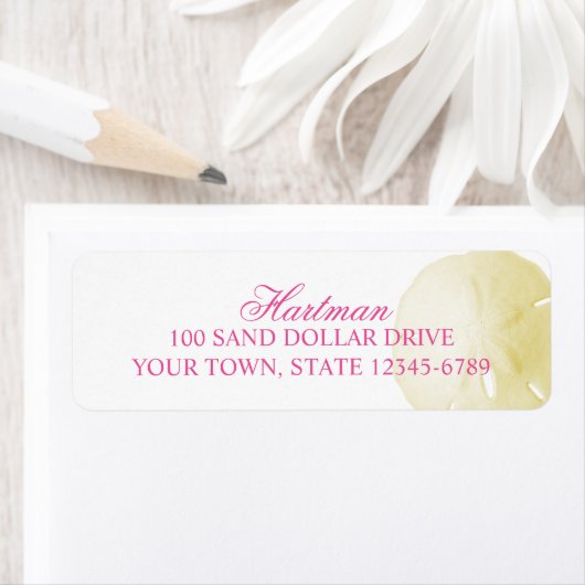 Geel-roze zwart-wit etiket (Insitu)