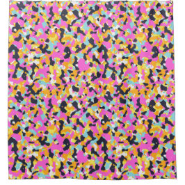 Geel roze zwarte Camouflage Camouflage Patroon Douchegordijn