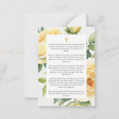 Geel Rozen Begrafenisgebed Notitiekaartje (Achterkant)