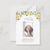 Geel Rozen Begrafenisgebed Notitiekaartje (Voorkant)