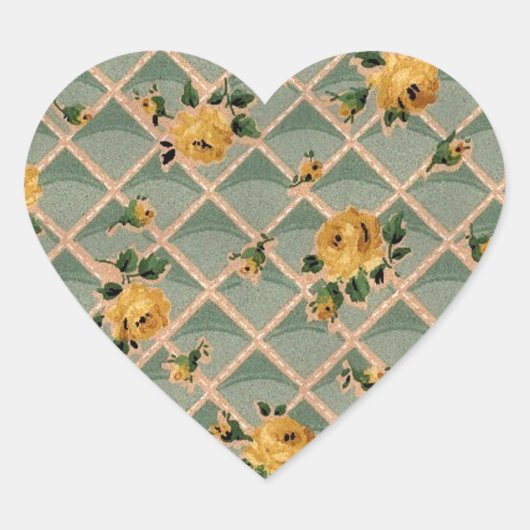 Geel rozen  behangpapier - Zelfklever Hart Sticker (Voorkant)