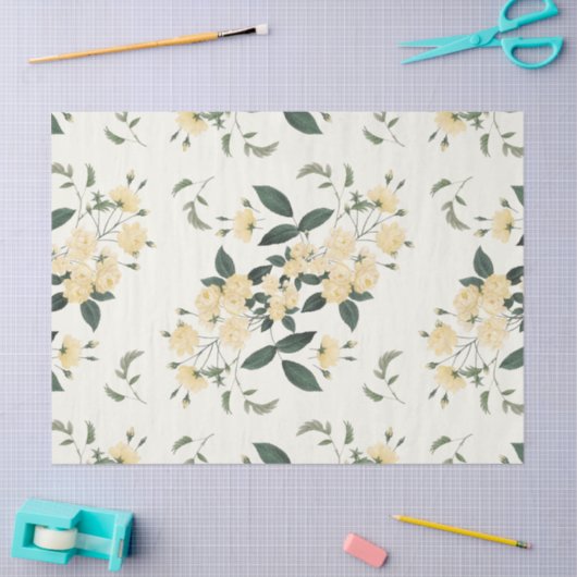 Geel rozen botanisch weefselpapier 17x23 tissuepapier (Craft)