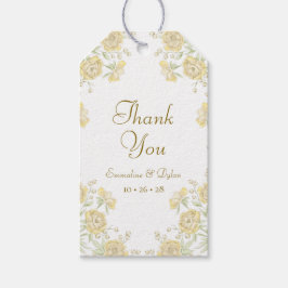 Geel Rozen Huwelijk Cadeaulabel