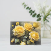 Geel rozen tuin waterverf schilderij briefkaart (Staand voorkant)