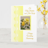 Geel rozenbroeder vrouw Gepersonaliseerd Jubileum Kaart (Gele Bloem)