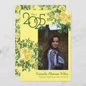 Geel rozengroen Foto Afstuderen Aankondiging (Voorkant / Achterkant)