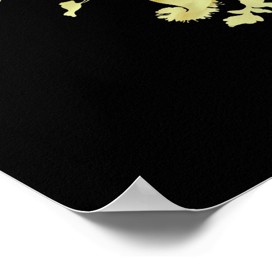 Geel rozenhart op zwart Poster (Hoek)