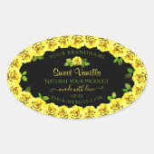 Geel rozenLijst op het etiket van de zwarte verpak (Voorkant)