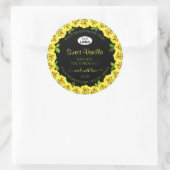 Geel rozenLijst op het zwarte etiket met Logo (Tas)