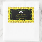 Geel rozenLijst op het zwarte etiket met Logo (Tas)