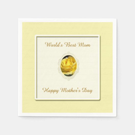 Geel rozenpapier Moederdag Napkins Servet (Voorkant)