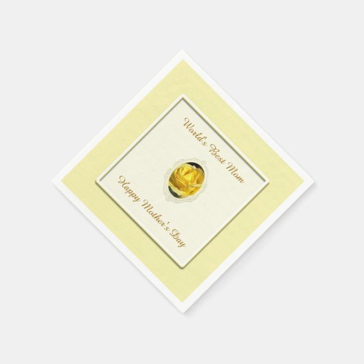 Geel rozenpapier Moederdag Napkins Servet (Hoek)