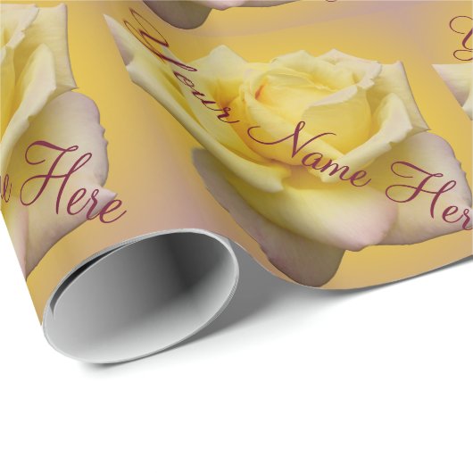 Geel rozenpapier voor  Roos Cadeaupapier (Rol Hoek)