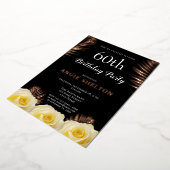 Geel rozenrood Tropische bladeren 60e verjaardag G Folie Uitnodiging (Gedraaid)