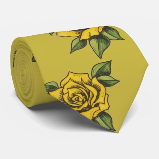 Geel rozenStropdas Stropdas (Opgerold)
