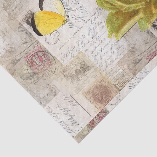 Geel rozenvlinder Italiaans weefselpapier Tissuepapier (Detail)
