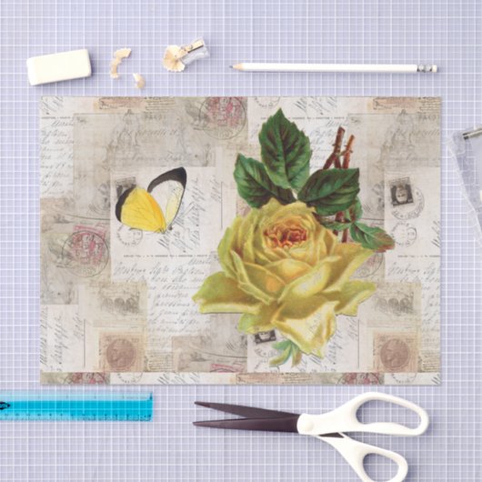 Geel rozenvlinder Italiaans weefselpapier Tissuepapier (Craft)