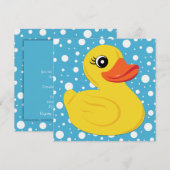 Geel Rubber Duck Baby shower Kaart (Voorkant / Achterkant)