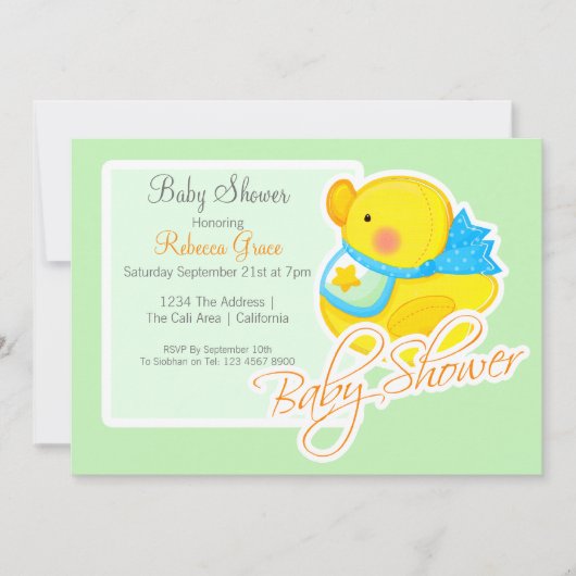 Geel Rubber Duck Baby shower Kaart (Voorkant)