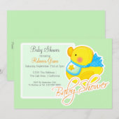 Geel Rubber Duck Baby shower Kaart (Voorkant / Achterkant)