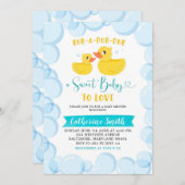 Geel Rubber Duck Bubble Bath Baby shower Invite Kaart (Voorkant / Achterkant)