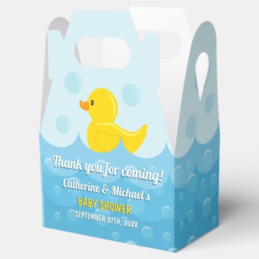 Geel Rubber Duck Rub Een Dub Baby shower Bedankdoosjes (Geopend)