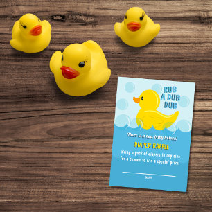 Geel Rubber Duck Rub Een Dub Baby shower Informatiekaartje