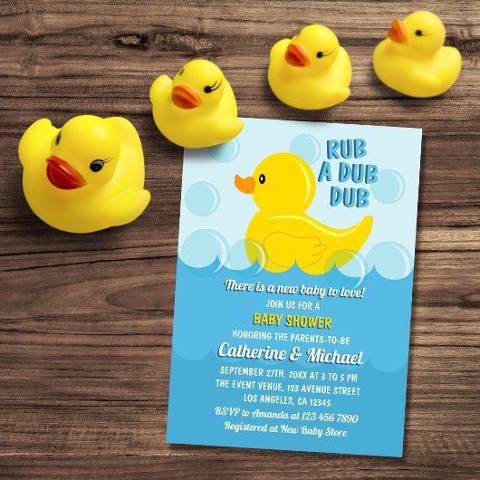 Geel Rubber Duck Rub Een Dub Baby shower Kaart