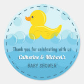 Geel Rubber Duck Rub Een Dub Baby shower Ronde Sticker (Voorkant)