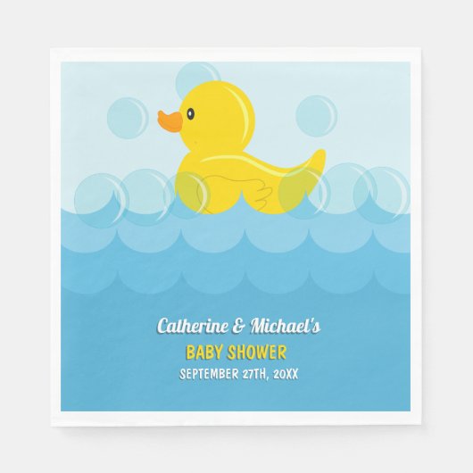 Geel Rubber Duck Rub Een Dub Baby shower Servet (Voorkant)