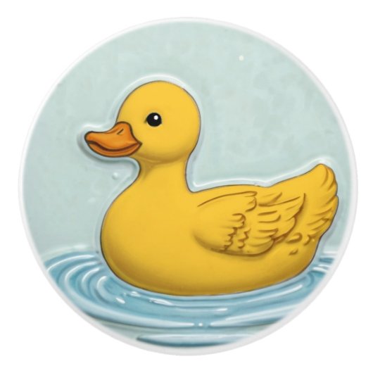 Geel Rubber Duck Schattige Duckie Ducky Speelgoed  Keramische Knop (Voorkant)