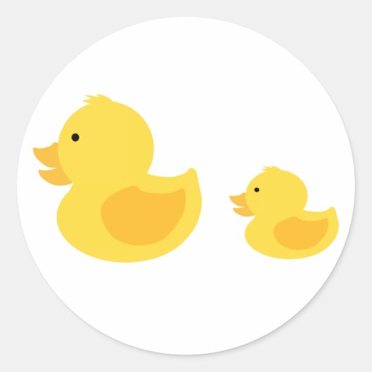 Geel Rubber Duckies Neutraal Baby shower Ronde Sticker (Voorkant)