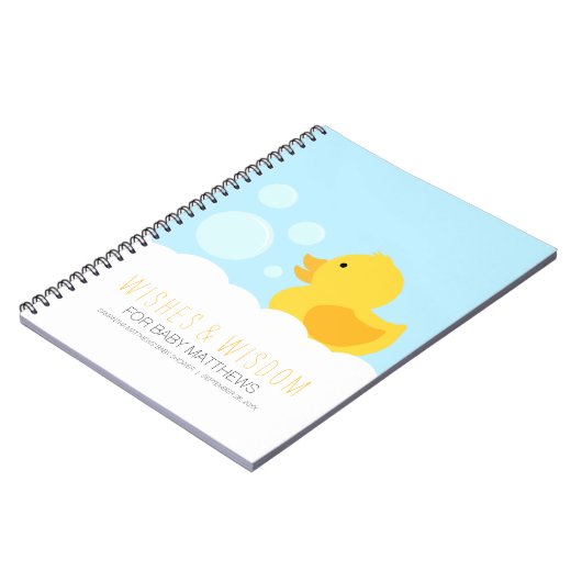 Geel Rubber Ducky Baby shower Gastenboek Notitieboek (Linkerzijde)