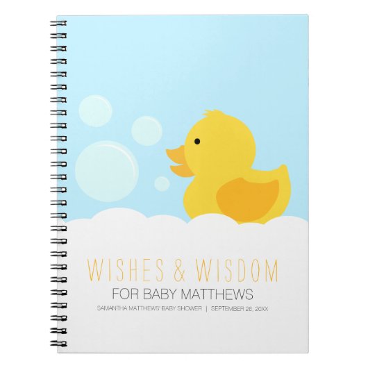 Geel Rubber Ducky Baby shower Gastenboek Notitieboek (Voorkant)