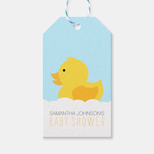 Geel Rubber Ducky Bubble Bath Baby shower Cadeaulabel (Voorkant)