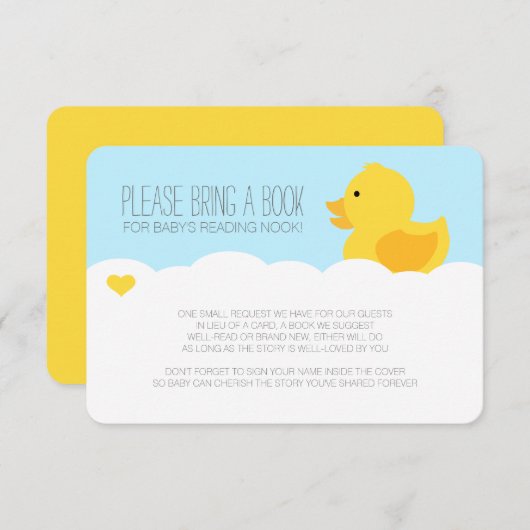 Geel Rubber Ducky Bubble Bath Baby shower Kaart (Voorkant / Achterkant)