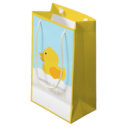 Geel Rubber Ducky Bubble Bath Baby shower Klein Cadeauzakje (Voorkant Gekanteld)