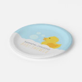 Geel Rubber Ducky Bubble Bath Baby shower Papieren Bordje (Gekanteld)